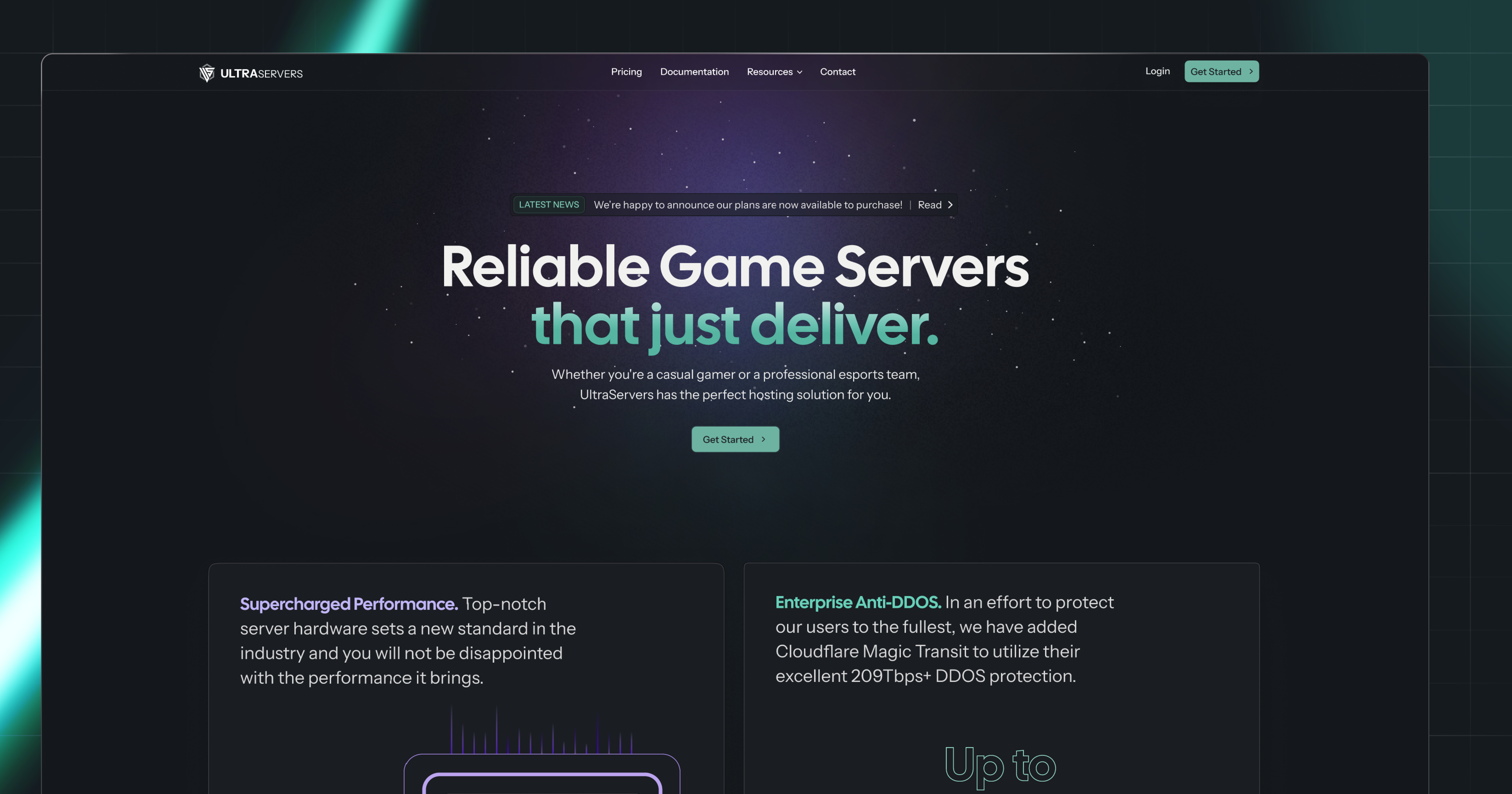 ultraservers landing page